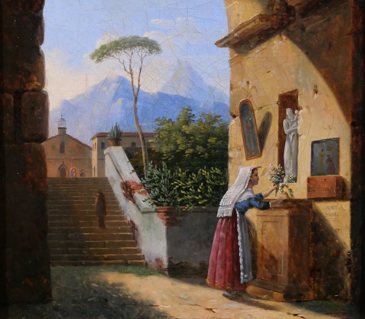 Jean-baptiste Berlot 1775-1840 Italy, Oratory In An Ancient Ruin, Painting, Landscape-photo-4