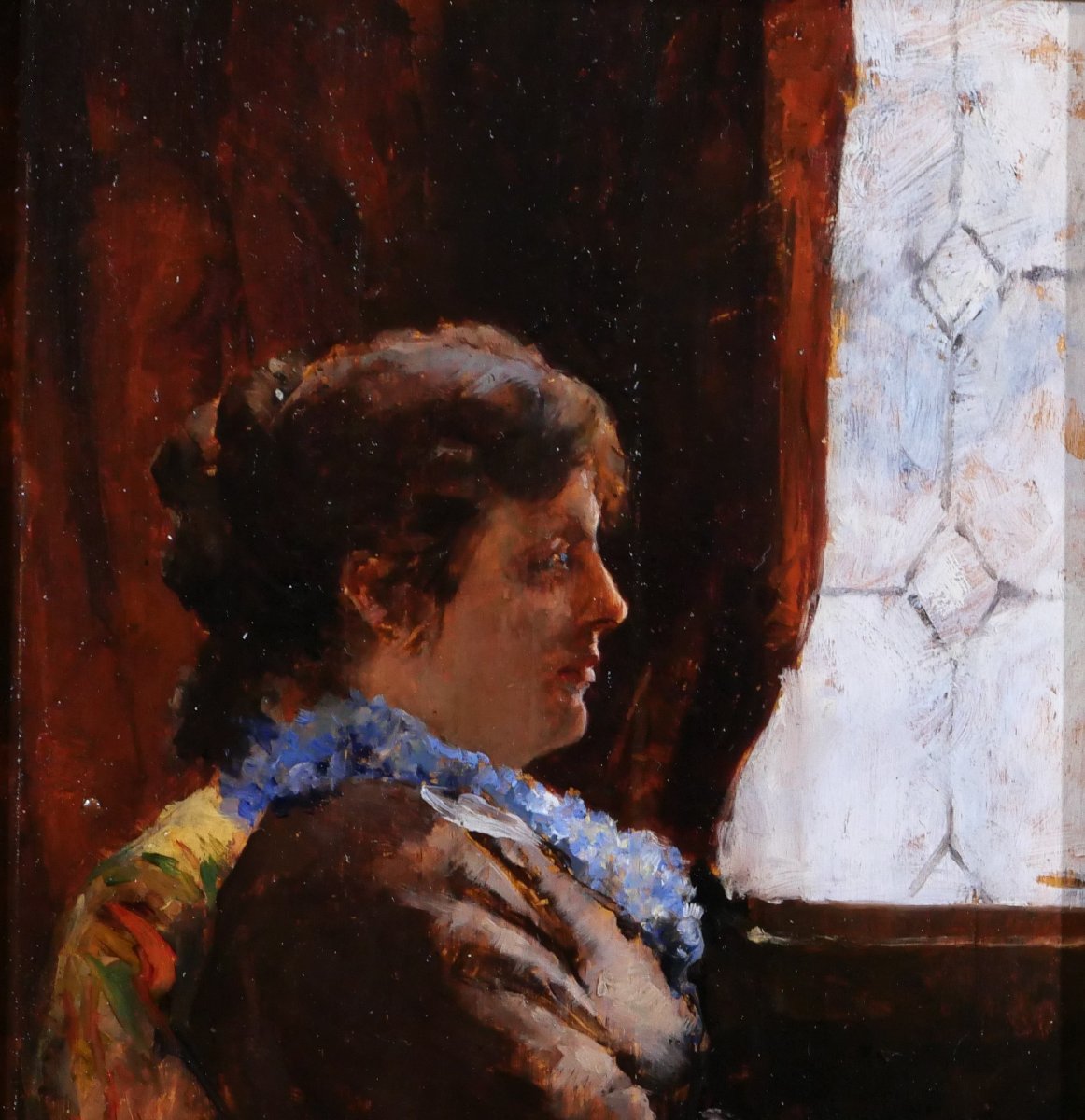 Francisco Miralles Y Galup 1848-1901 Portrait Of A Woman, Painting Spain 1870-80 Impressionism-photo-3