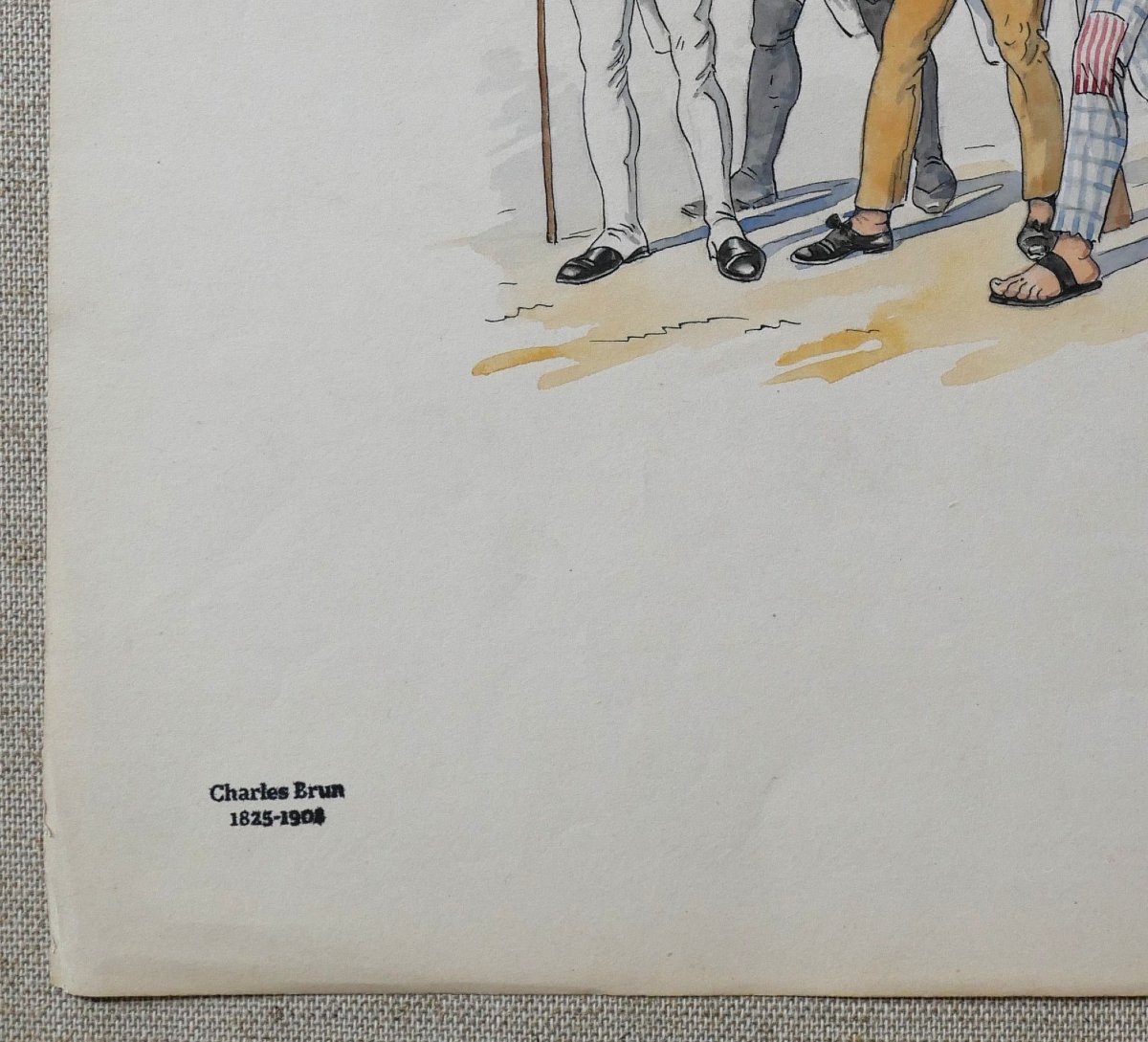 Charles Guillaume Brun 1825- 1908 Soldiers, Empire Directory Drawing Uniform Napoleon Militaria-photo-4