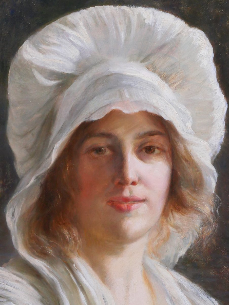Tony Faivre 1830-1905 Portrait Of Charlotte Corday, Painting, Circa 1870-80 Revolution Royal King-photo-1