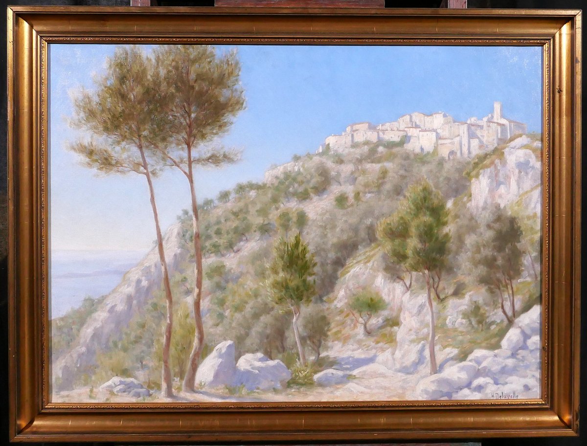 Henri-victor Delavelle 1868-1919 Eze, Var, Landscape With Trees, Painting, Circa 1900, Toulon, Sea-photo-2
