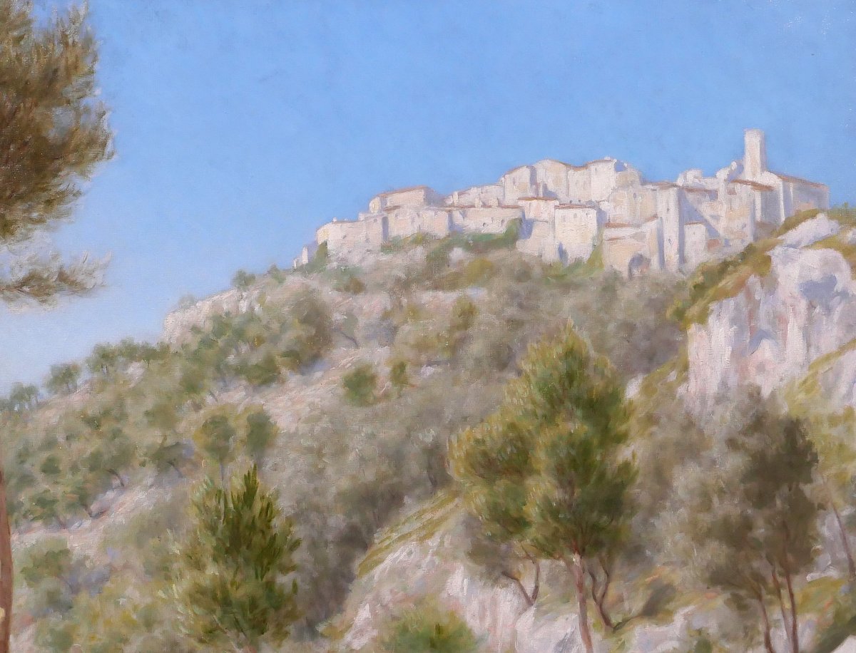 Henri-victor Delavelle 1868-1919 Eze, Var, Landscape With Trees, Painting, Circa 1900, Toulon, Sea-photo-2
