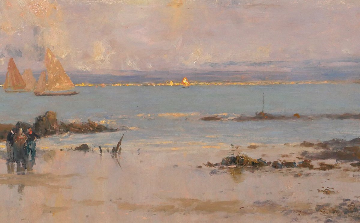 Raoul-andré Ulmann 1867-1941 Evening In Larmor, Painting 1928 Brittany Morbihan Seascape-photo-2