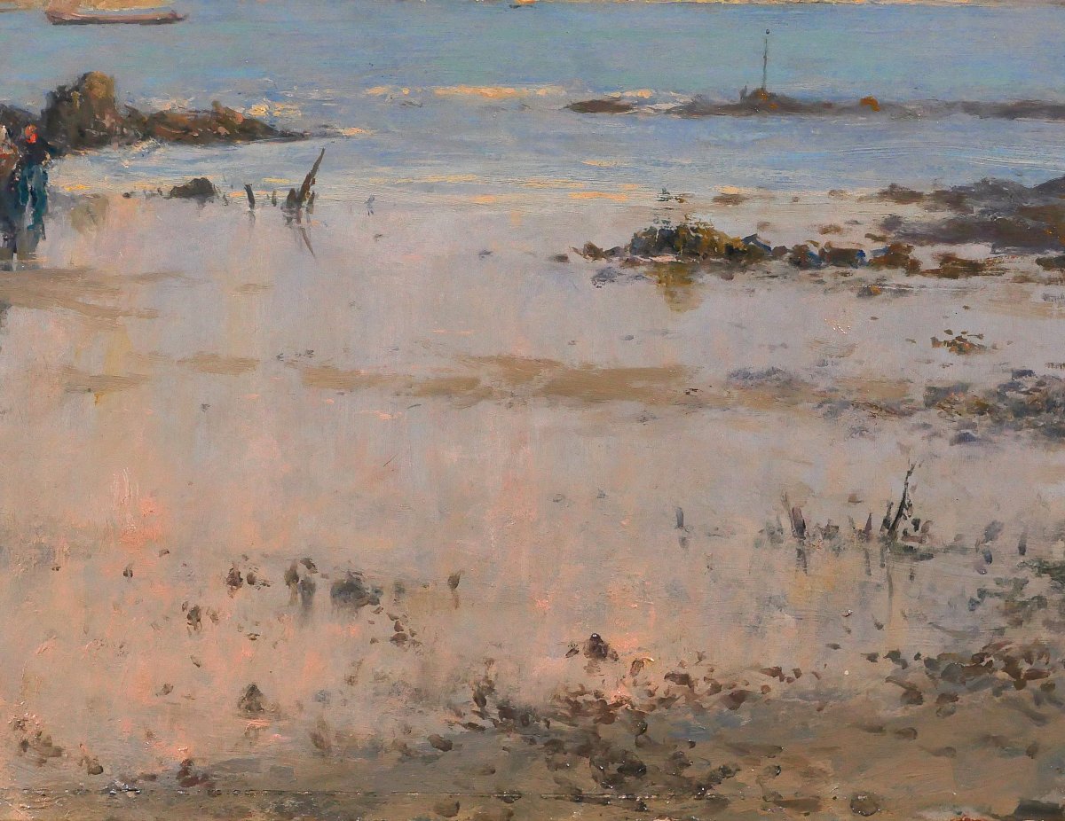 Raoul-andré Ulmann 1867-1941 Evening In Larmor, Painting 1928 Brittany Morbihan Seascape-photo-3