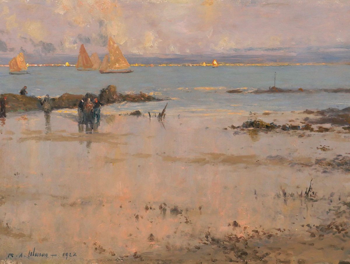 Raoul-andré Ulmann 1867-1941 Evening In Larmor, Painting 1928 Brittany Morbihan Seascape