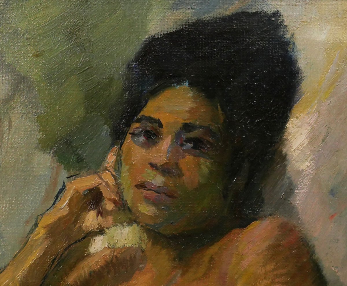 Elie Anatole Pavil 1873-1948 Portrait Of Aïcha, Nude Woman, Painting 1930 Paris Montparnasse School-photo-8