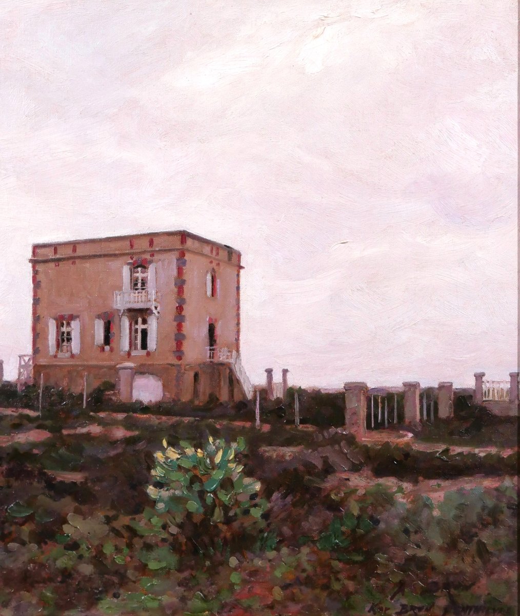 Alexandre BRUN 1853-1941 Bretagne, Quiberon, la maison de l'artiste tableau, vers 1900, paysage-photo-4