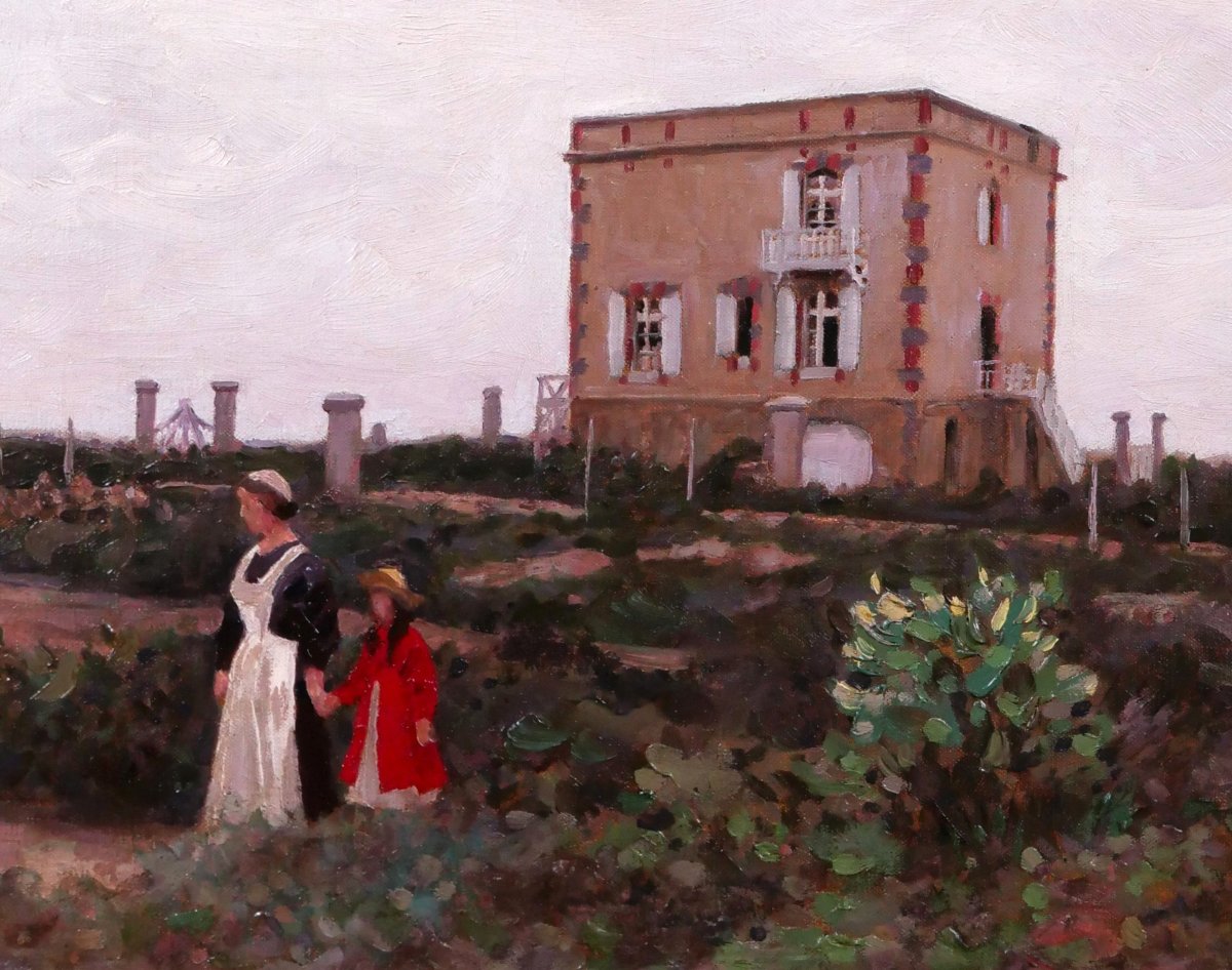 Alexandre BRUN 1853-1941 Bretagne, Quiberon, la maison de l'artiste tableau, vers 1900, paysage-photo-4