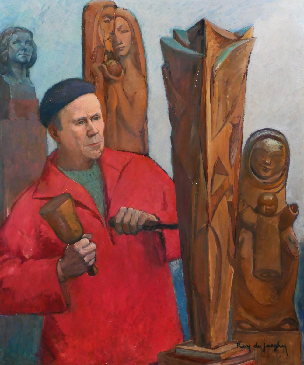Suzanne Rey de Jaegher 1907-1994 Portrait du sculpteur Henri-Paul Rey, tableau, vers 1940-50