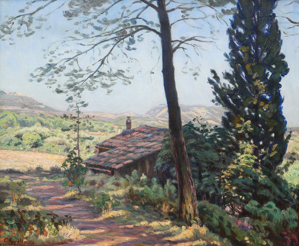 Charles GUILLOUX 1866-1946 Paysage de Provence, tableau, vers 1910-15 impressionnisme