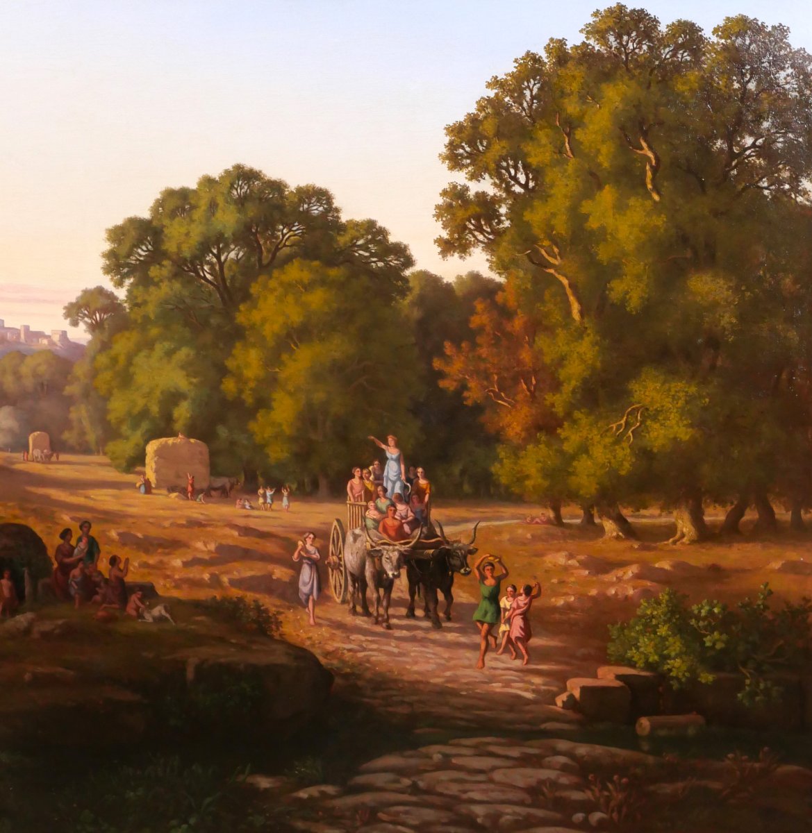 Gaspard Anrioud 1809-1866 Italy, Harvest Festival, Landscape, Large Painting, Romanticism-photo-1