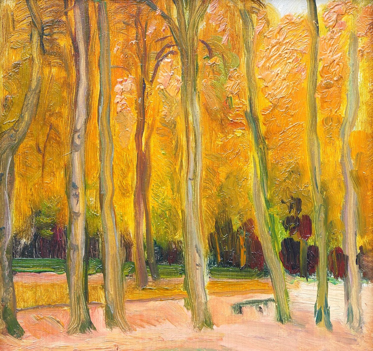 Maurice De Lambert 1873-1953 Versailles, The Park In Autumn, Landscape, Painting, Circa 1920-photo-3