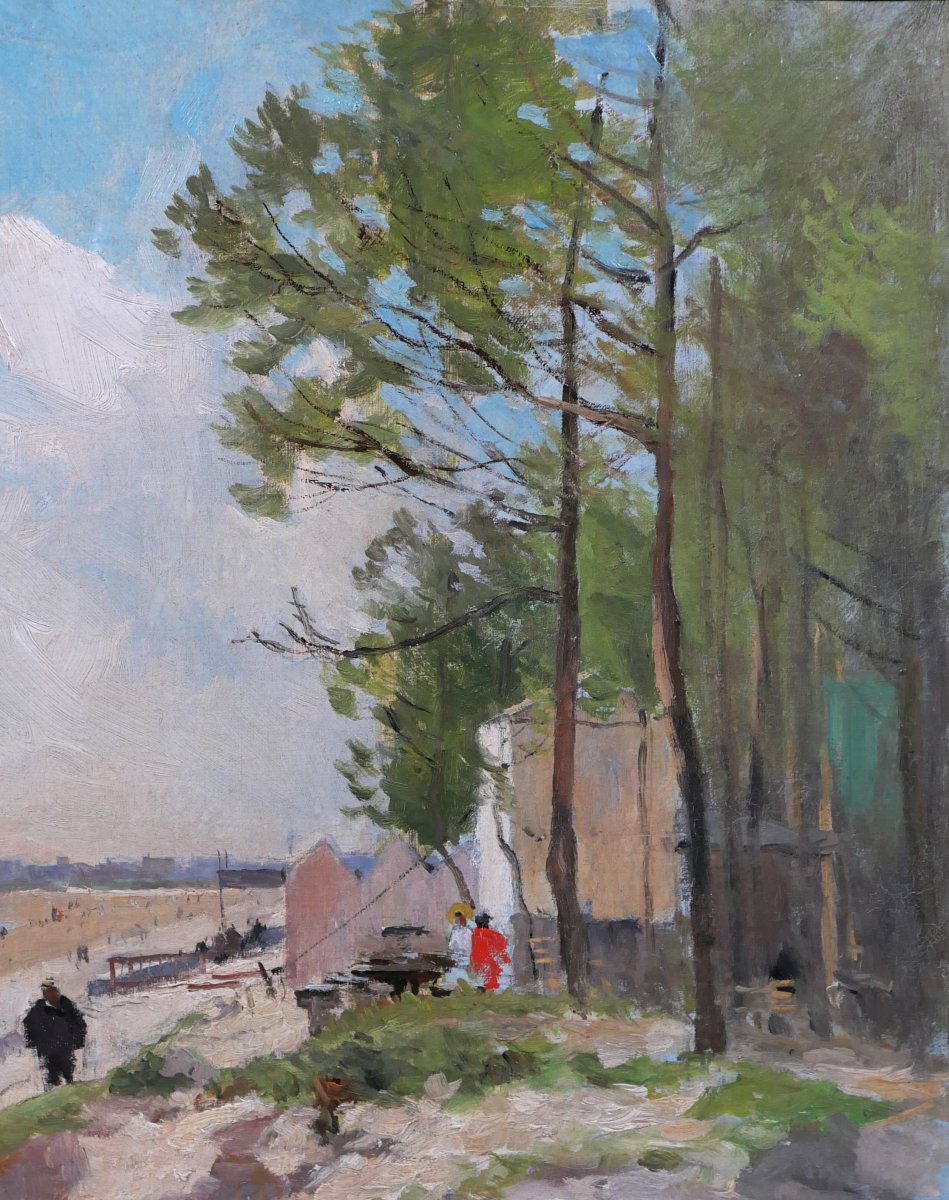 Pierre Vauthier 1845-1916 Paysage de plage, tableau Normandie Bretagne impressionnisme-photo-2
