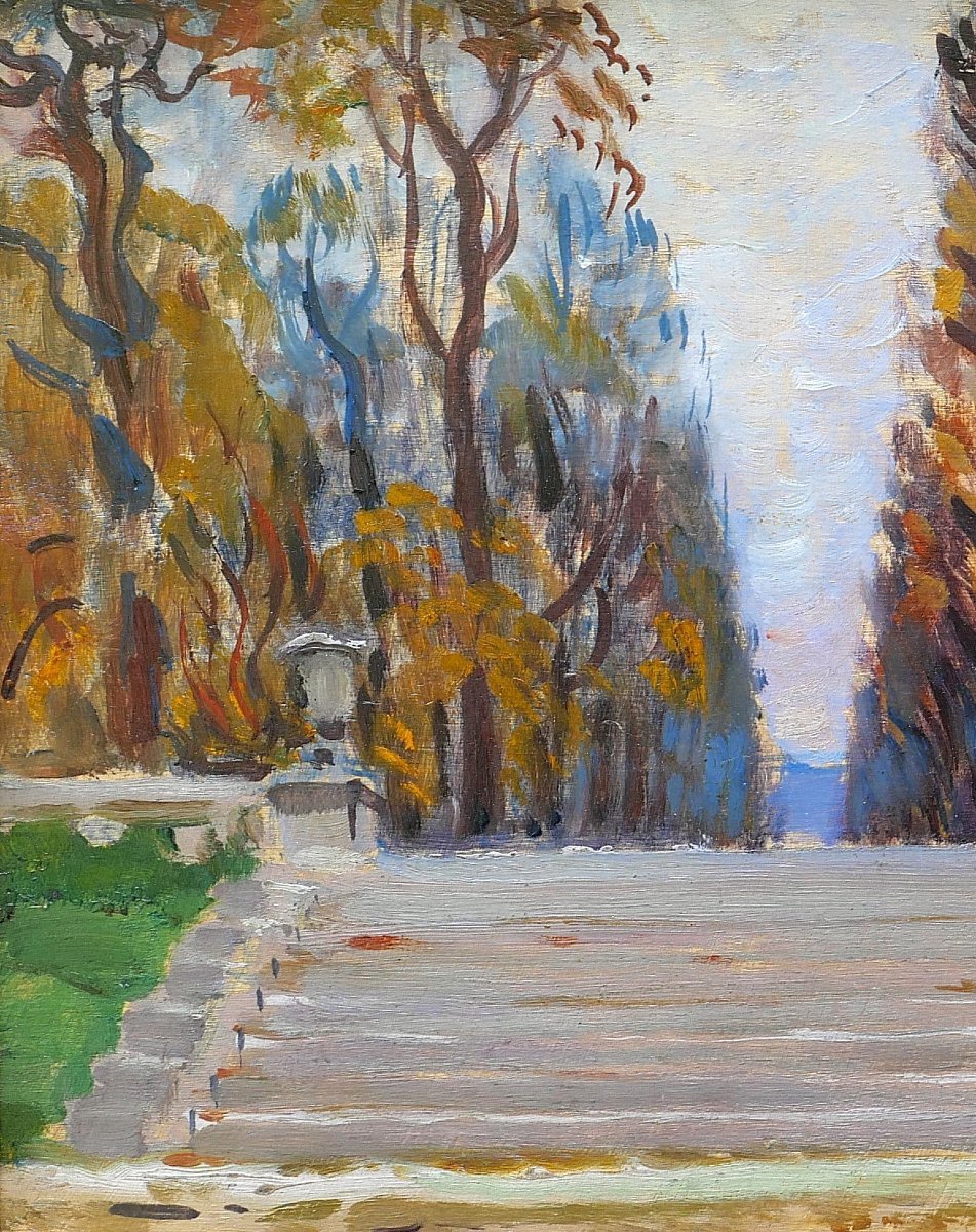 Maurice de Lambert, 1873-1953, Paris, le jardin du Luxembourg, tableau paysage impressionnisme-photo-3