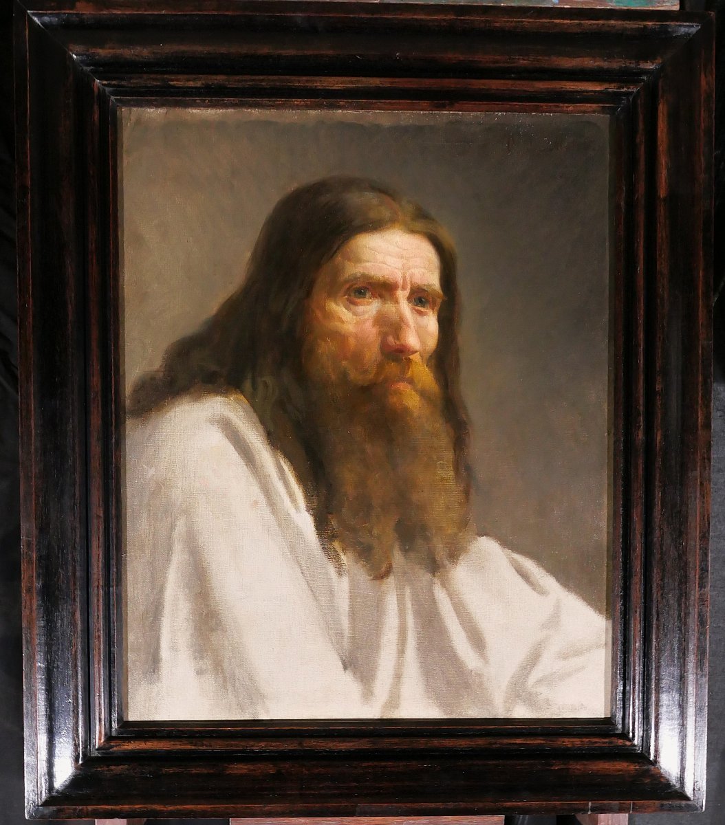 Charles Poterin du Motel 1815-1882 Portrait d'homme barbu, tableau, vers 1850 romantisme-photo-2