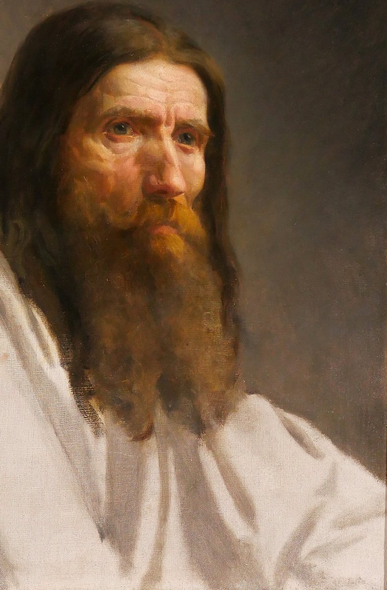 Charles Poterin du Motel 1815-1882 Portrait d'homme barbu, tableau, vers 1850 romantisme-photo-3