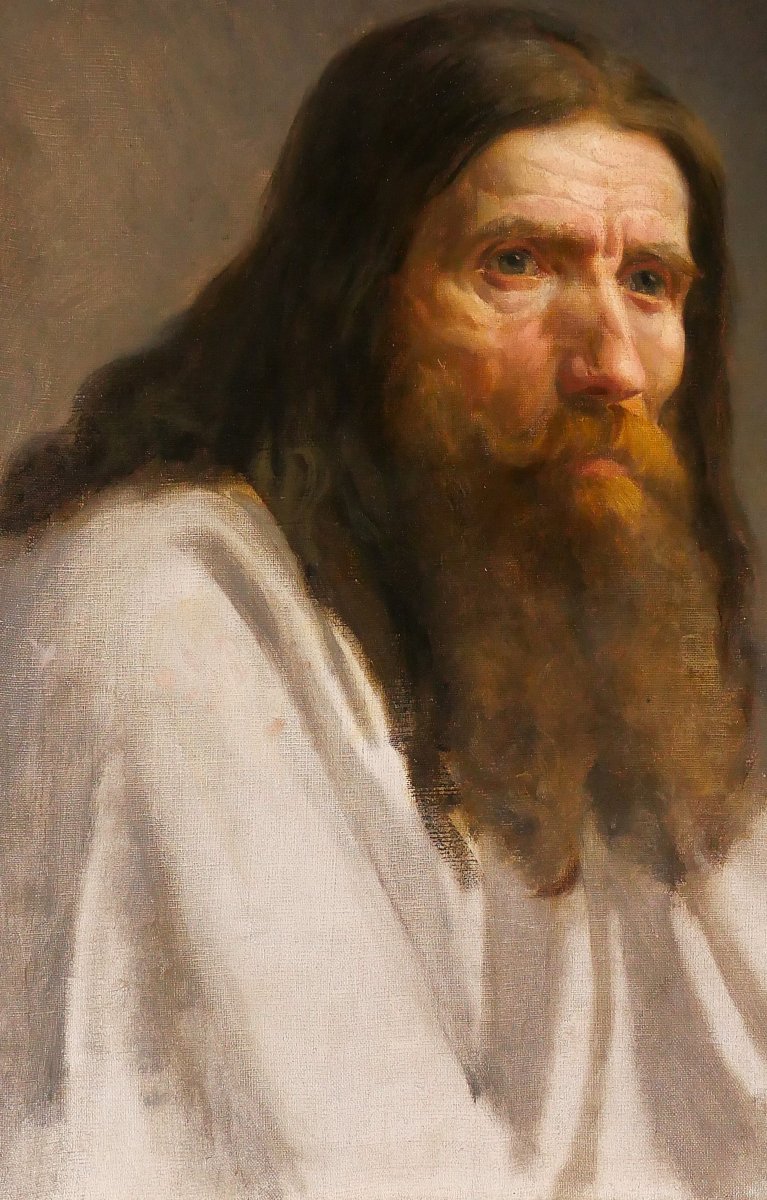 Charles Poterin du Motel 1815-1882 Portrait d'homme barbu, tableau, vers 1850 romantisme-photo-4
