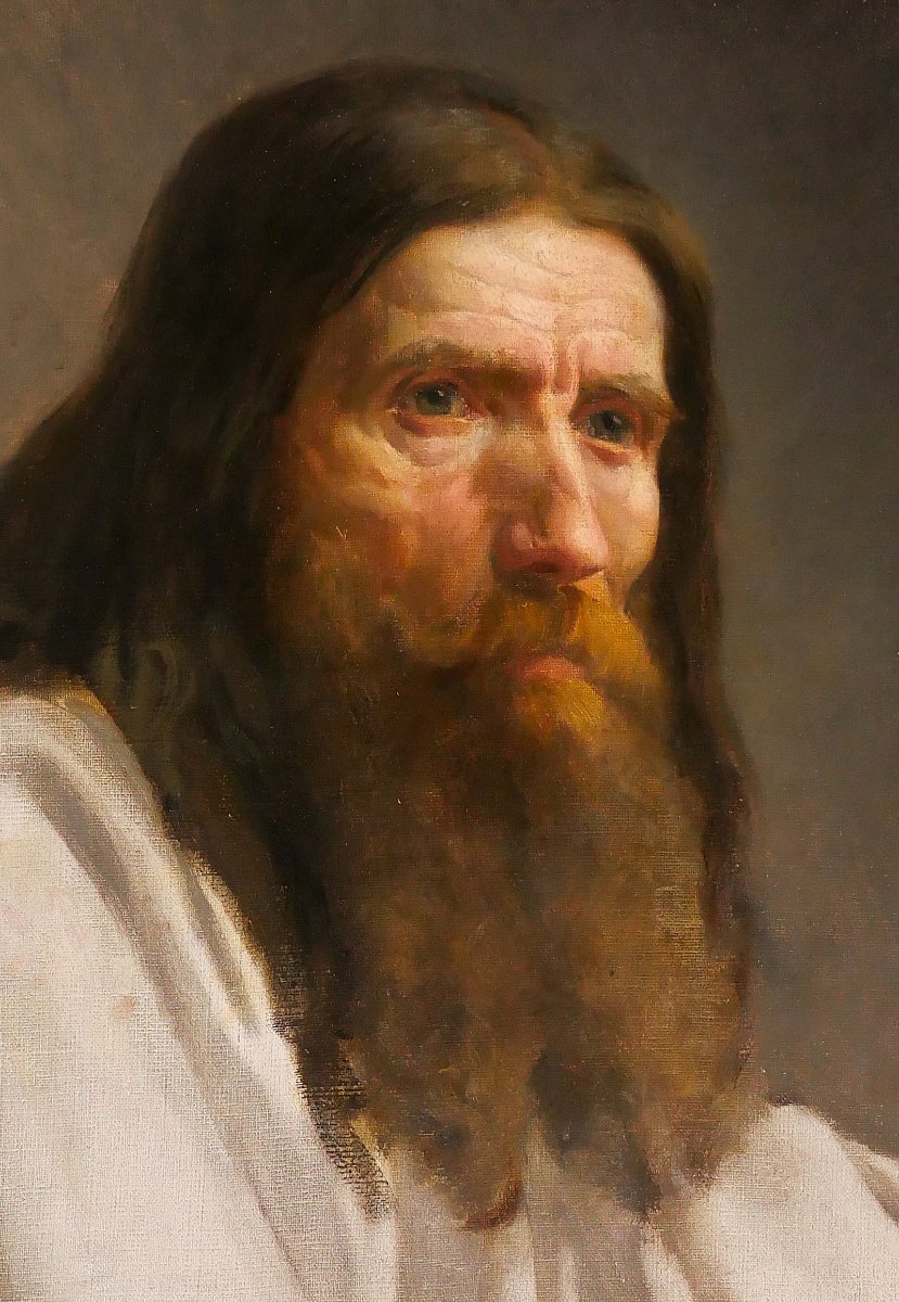 Charles Poterin du Motel 1815-1882 Portrait d'homme barbu, tableau, vers 1850 romantisme-photo-5
