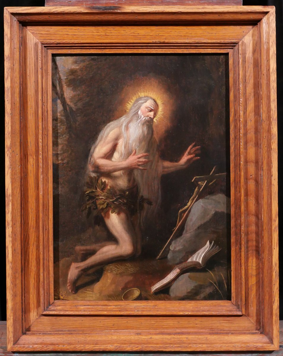 Johannes I Sadeler (1550-1600) (suiveur de) Saint Onuphre tableau saint religieux vers 1600-50-photo-2