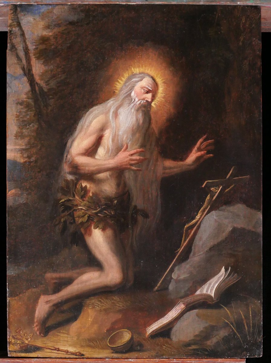 Johannes I Sadeler (1550-1600) (suiveur de) Saint Onuphre tableau saint religieux vers 1600-50-photo-3