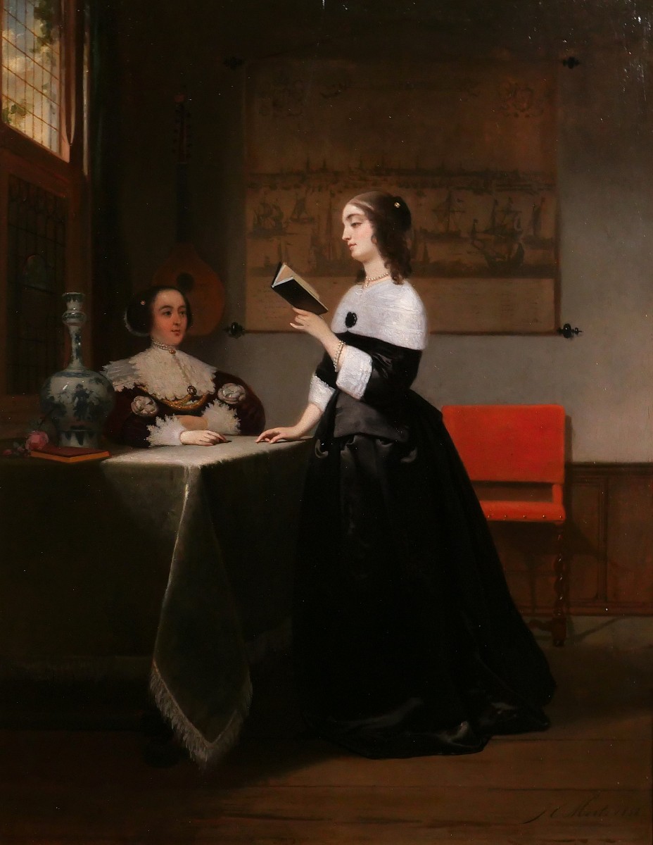 Johannes Cornelis MERTZ 1819-1891 La lettre, tableau 1858 intérieur Pays-Bas Vermeer Hooch