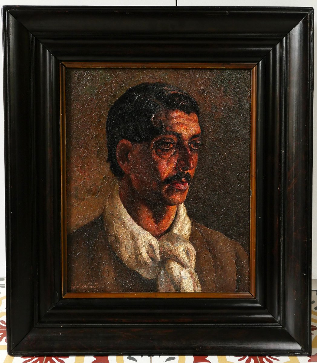 Juan Soler Puig 1906-1984 Portrait Of A Man, Painting Nonell Spain Barcelona Catalan Modernism-photo-2
