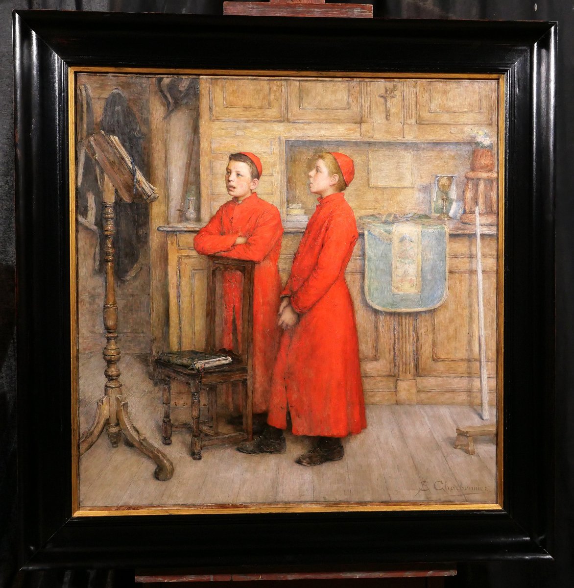 Alexis Ernest Charbonnier 1846-1932 Choir Boys In Charmes, Vosges, Painting Chocarne-photo-2