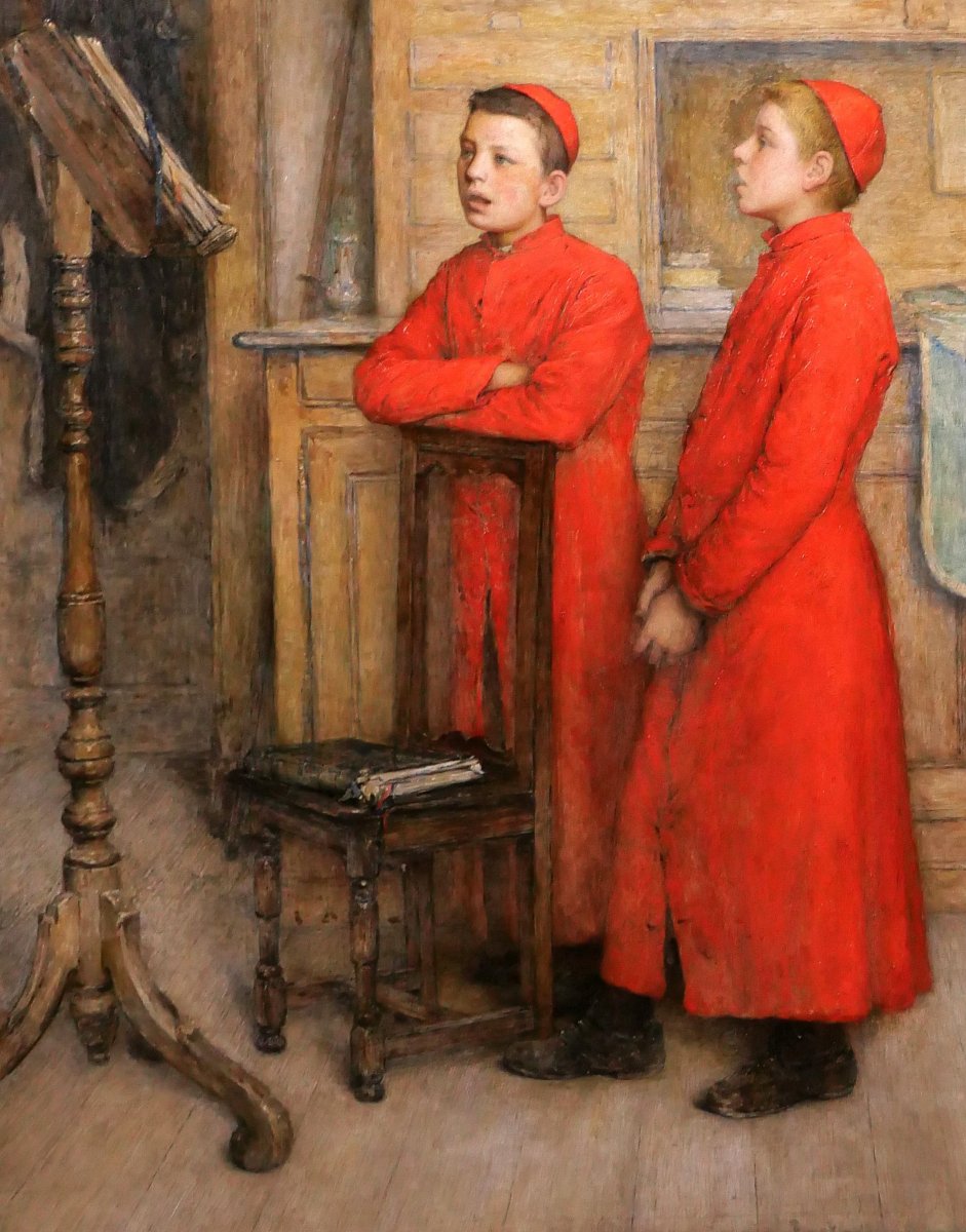 Alexis Ernest Charbonnier 1846-1932 Choir Boys In Charmes, Vosges, Painting Chocarne-photo-4