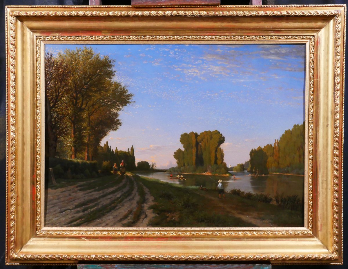 Honoré Gaspard Delaroche 1804-1871 Asnières-sur-Seine, paysage, tableau Salon 1850 romantisme-photo-2