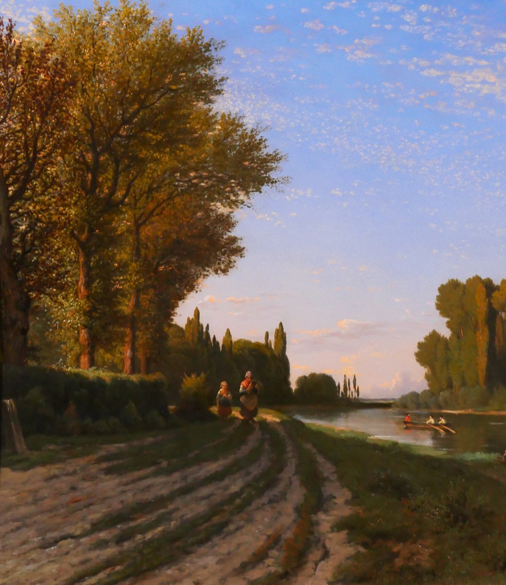 Honoré Gaspard Delaroche 1804-1871 Asnières-sur-Seine, paysage, tableau Salon 1850 romantisme-photo-3