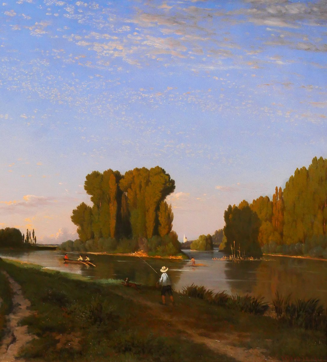 Honoré Gaspard Delaroche 1804-1871 Asnières-sur-Seine, paysage, tableau Salon 1850 romantisme-photo-4