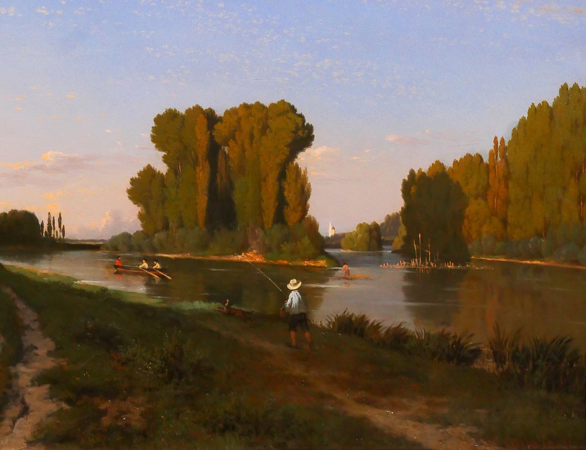 Honoré Gaspard Delaroche 1804-1871 Asnières-sur-Seine, paysage, tableau Salon 1850 romantisme-photo-3