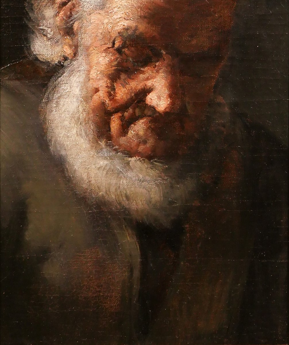 Théodule Ribot 1823-1891 Portrait d'homme barbu, tableau vieillard réalisme Courbet barbe-photo-4