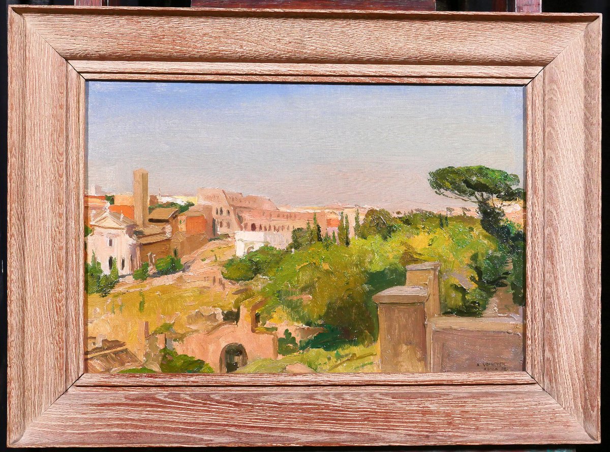 Alfons Verheyen 1903-1990 Rome, Landscape Of The Forum, Painting 1938 Italy Colosseum-photo-2