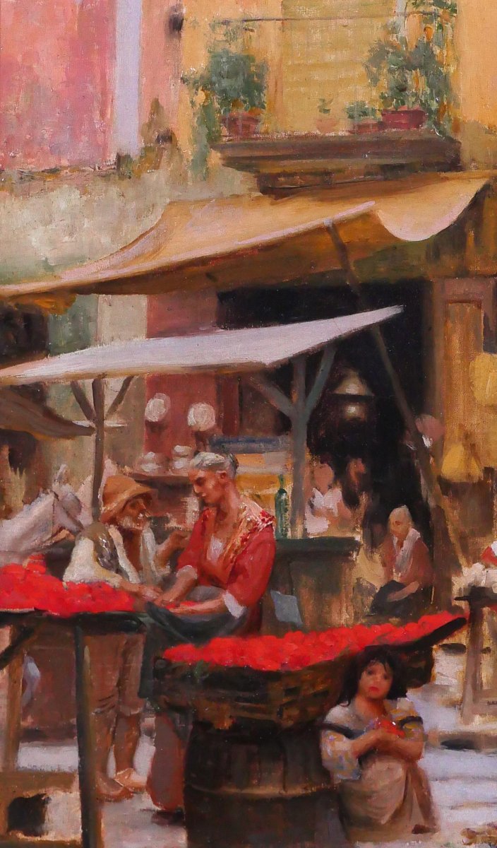 Auguste François Gorguet 1862-1927 Italy, Napoli, Street Scene, Painting 1894 Landscape-photo-4