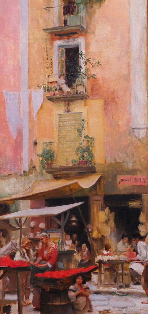 Auguste François Gorguet 1862-1927 Italy, Napoli, Street Scene, Painting 1894 Landscape