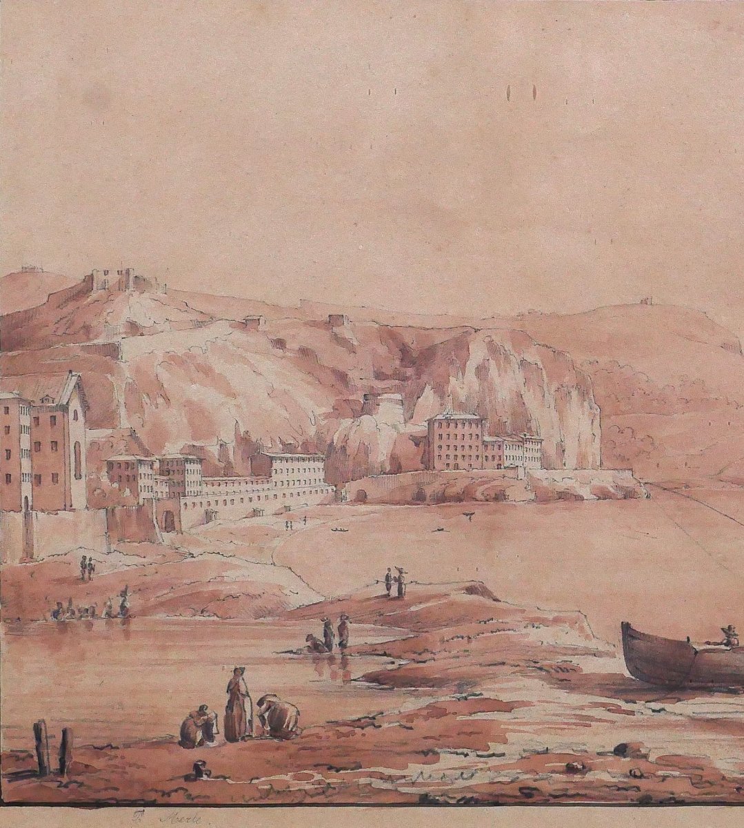 P. Merle, 19th Century, Nice, View Of The Seafront, Drawing, 1835, Landscape, Painting, History, Romanticism, Guiaud-photo-4