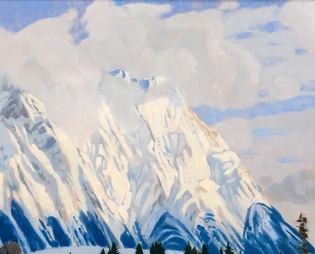Gerhard Gisevius 1879-1962 Alps, Mountain Landscape, Snow Effect, Painting Circa 1930-photo-2