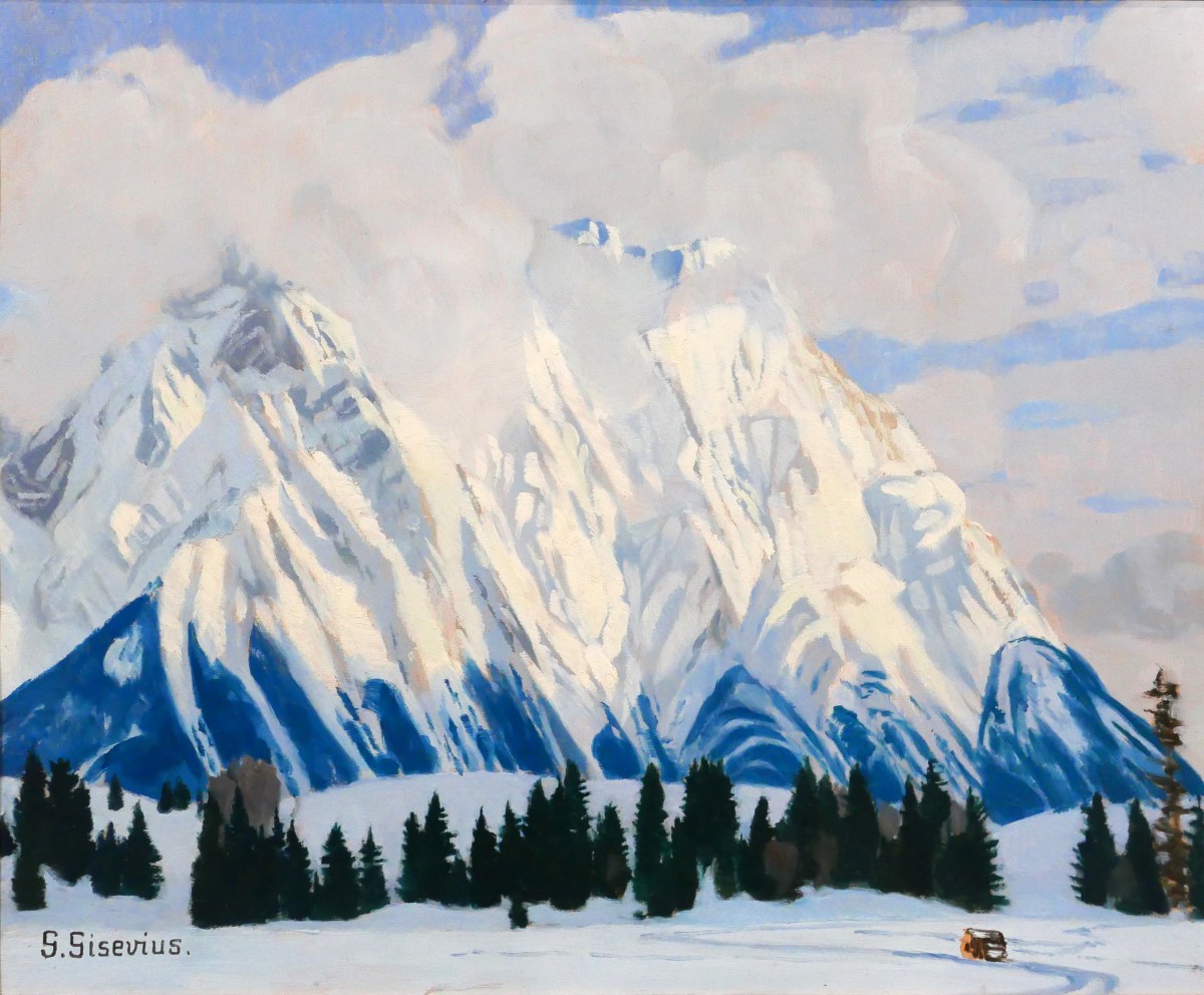 Gerhard Gisevius 1879-1962 Alps, Mountain Landscape, Snow Effect, Painting Circa 1930