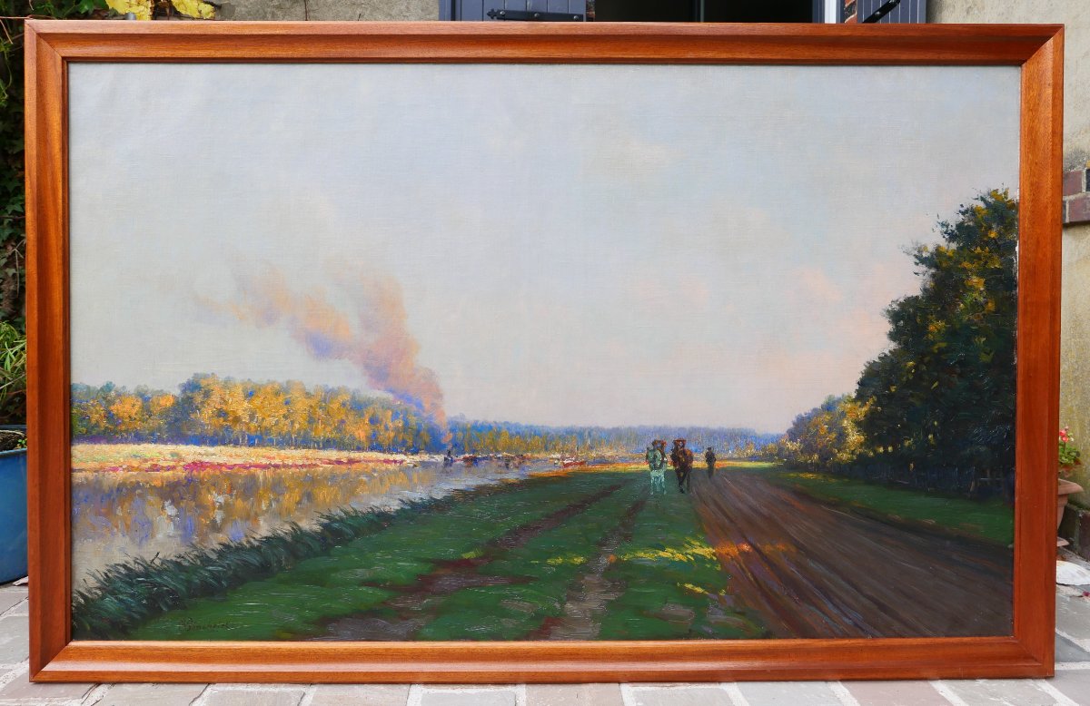 Jacques-léon Ponchelet 1884-1917 The Seine, Landscape, Large Painting, 1909, Impressionism-photo-2