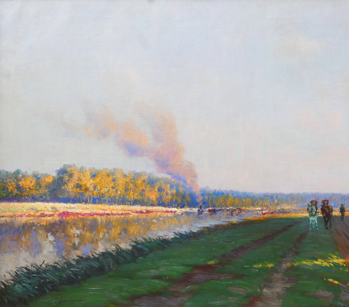 Jacques-léon Ponchelet 1884-1917 The Seine, Landscape, Large Painting, 1909, Impressionism-photo-4