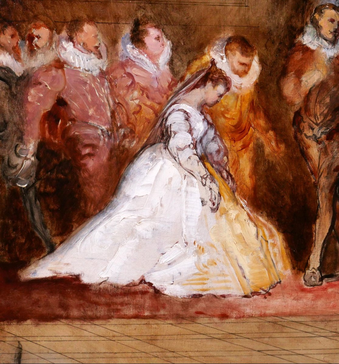 Arnold Scheffer (1839-1873) Henry III, His Favorite And His Court, Painting, Romanticism, King Of France-photo-4