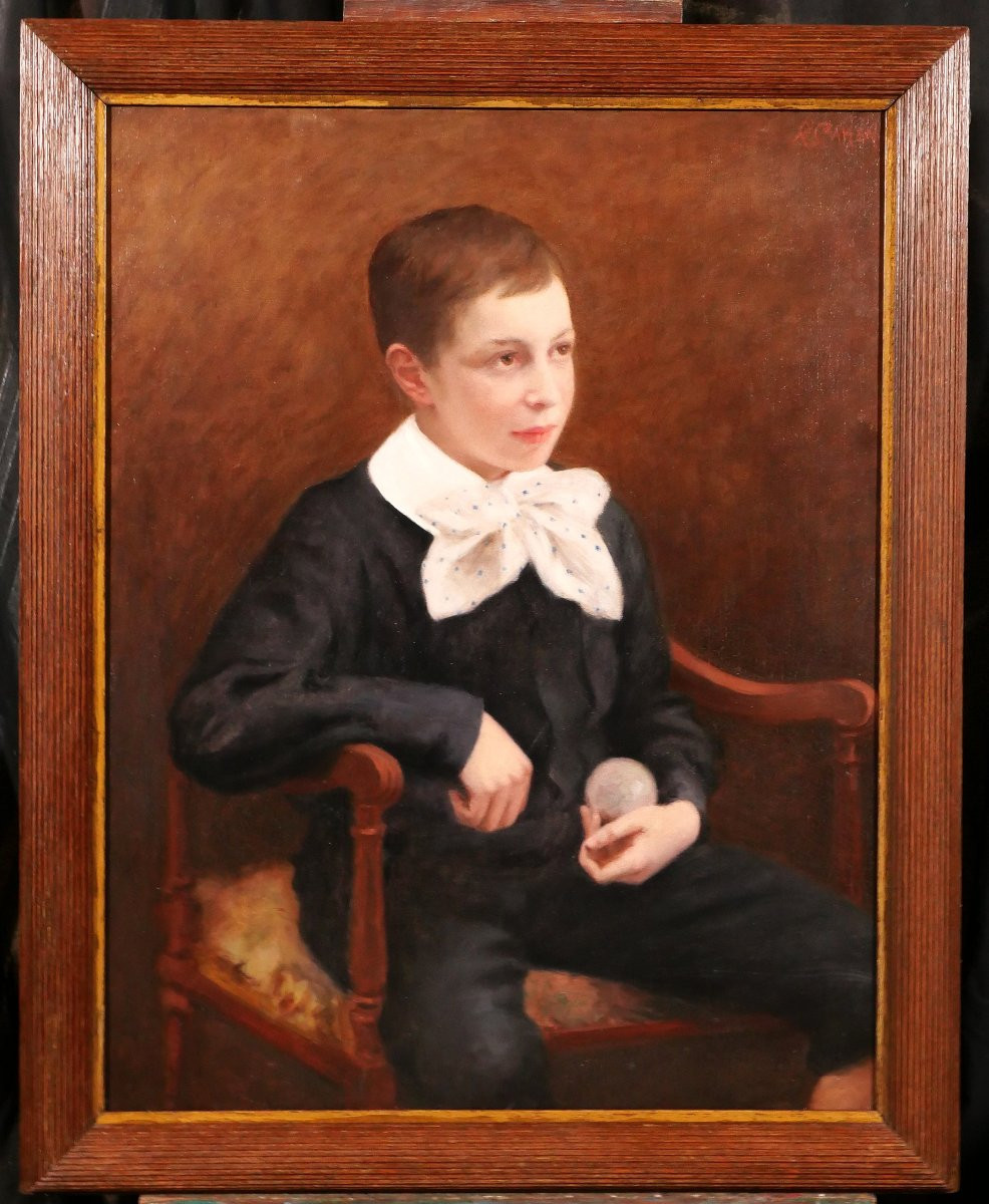 Rosine CAHEN 1857-1933 Portrait d'un garçon, tableau vers 1900 enfant impressionnisme-photo-2