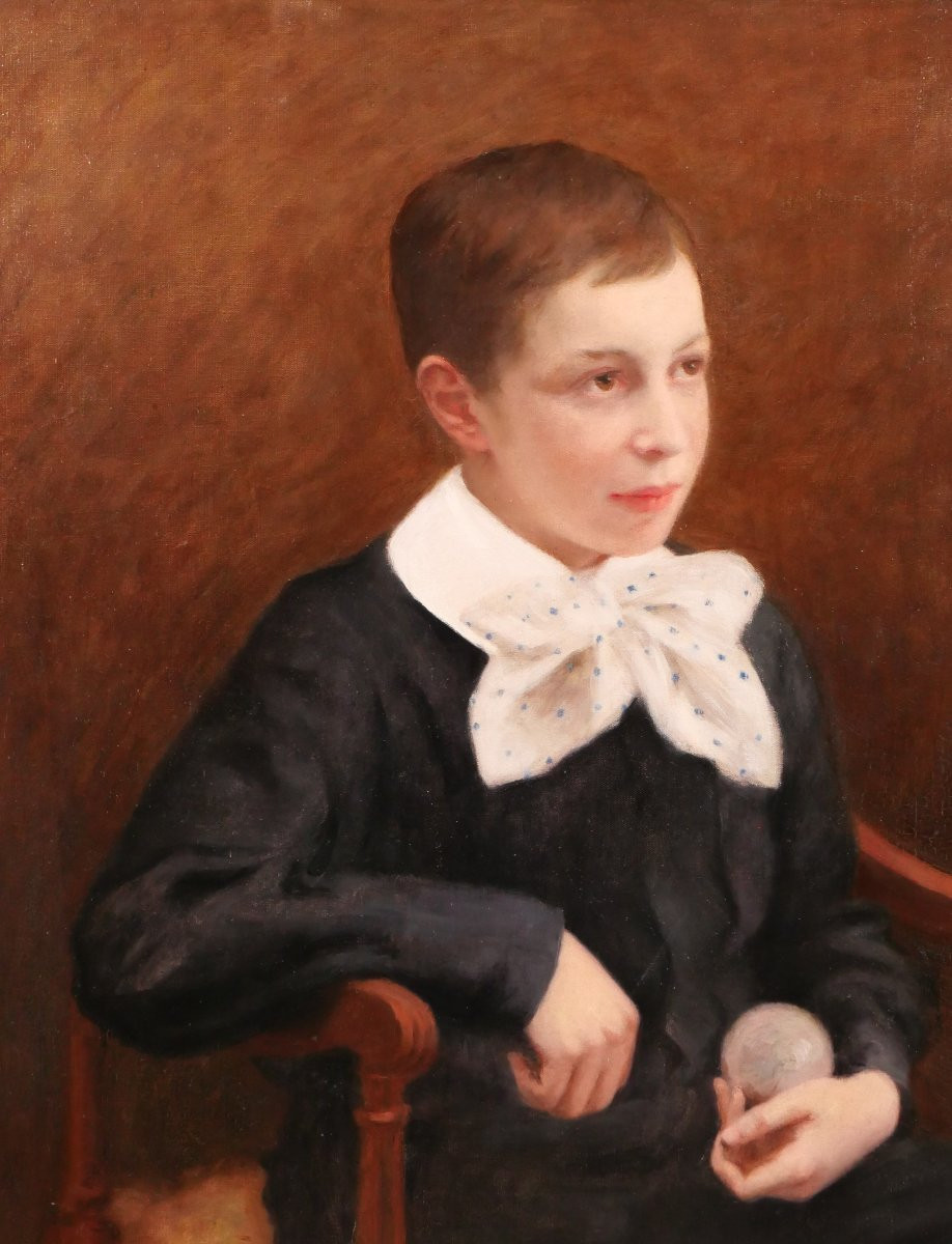 Rosine CAHEN 1857-1933 Portrait d'un garçon, tableau vers 1900 enfant impressionnisme-photo-4
