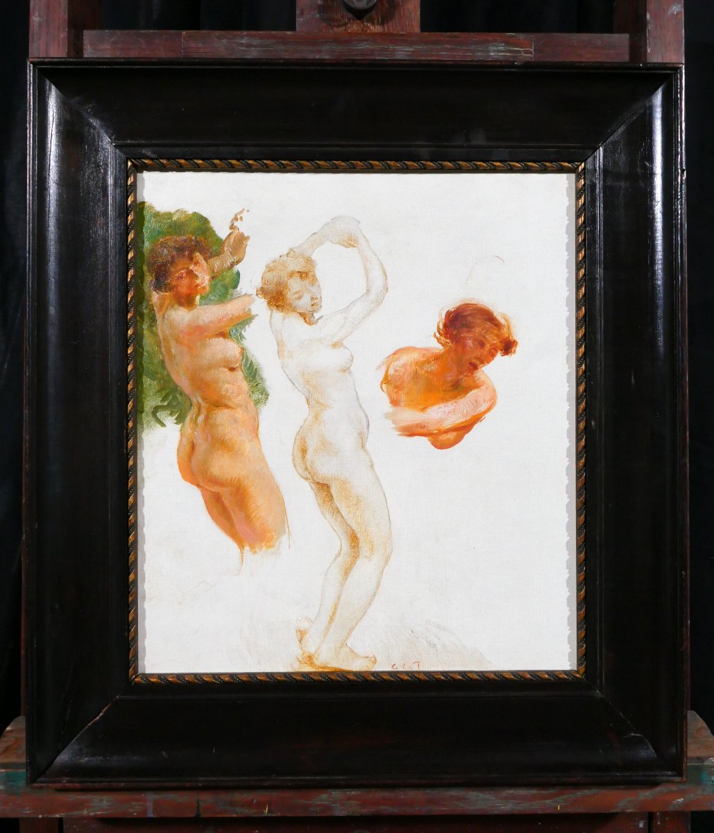 Gaston La Touche 1854-1913 Etudes de 3 femmes nues, tableau, vers 1900 impressionnisme-photo-2