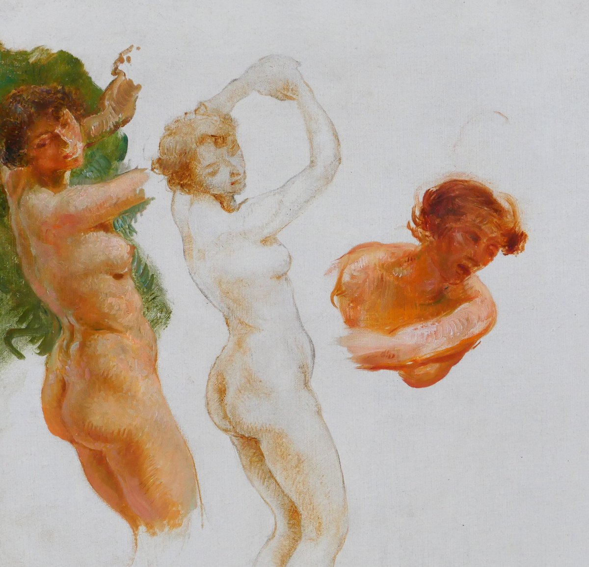Gaston La Touche 1854-1913 Etudes de 3 femmes nues, tableau, vers 1900 impressionnisme-photo-3