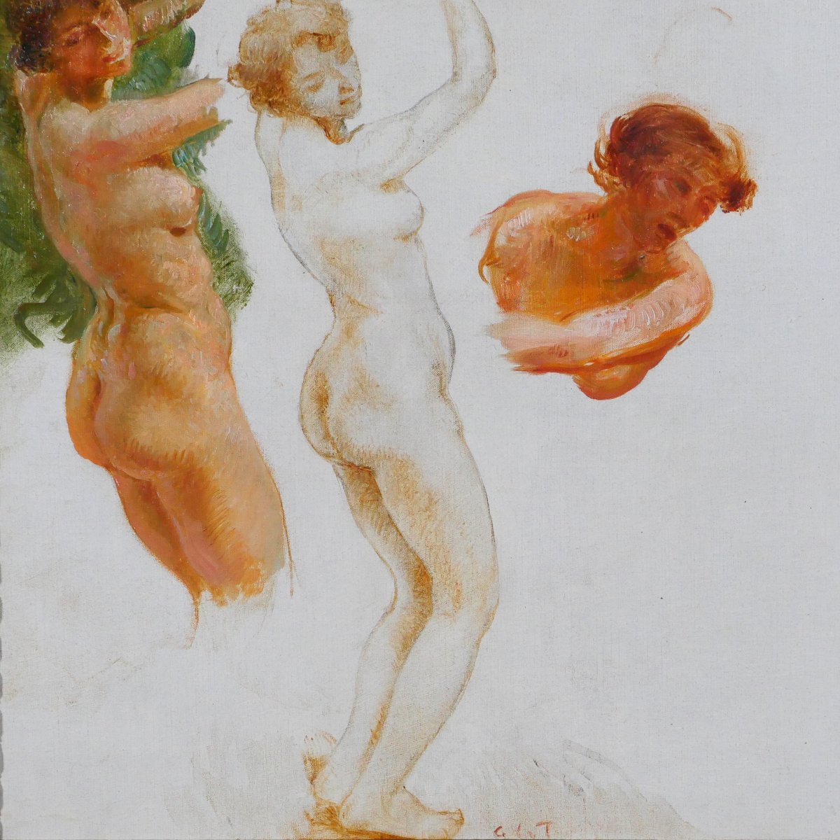 Gaston La Touche 1854-1913 Etudes de 3 femmes nues, tableau, vers 1900 impressionnisme-photo-4