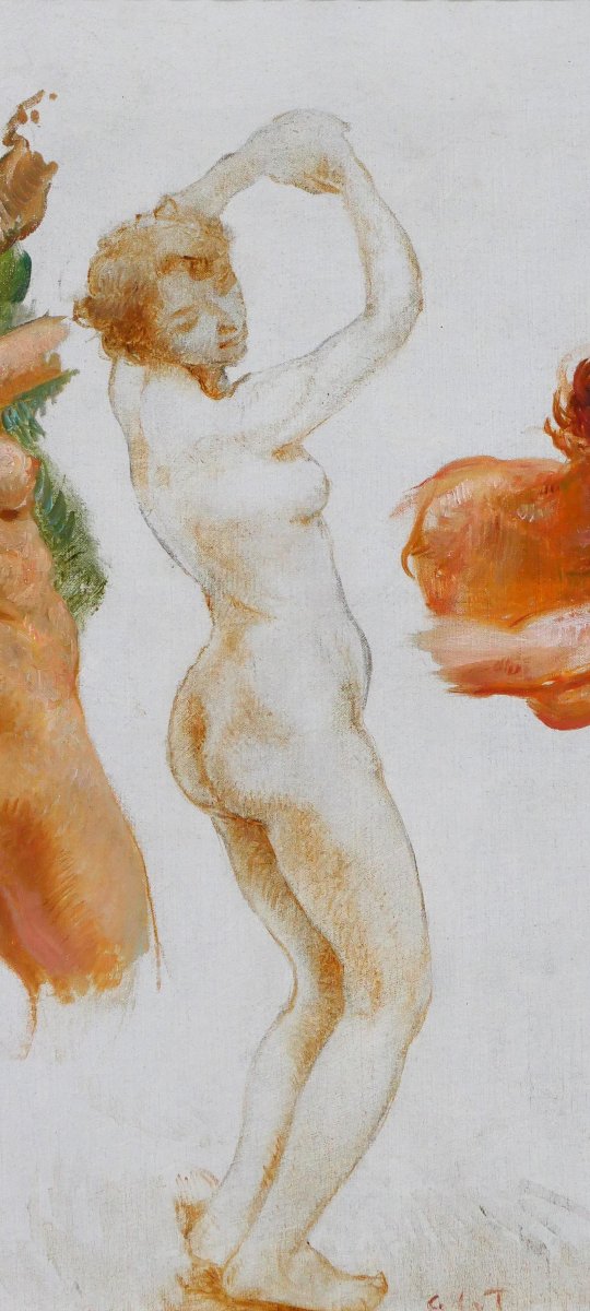 Gaston La Touche 1854-1913 Etudes de 3 femmes nues, tableau, vers 1900 impressionnisme-photo-4