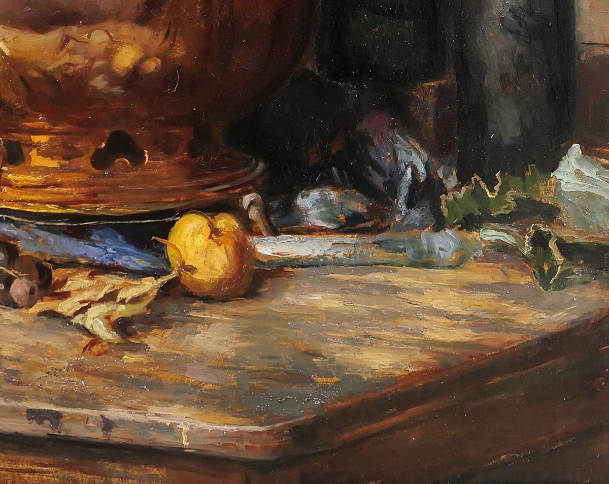 Bernard De Pooter 1883-1970 Still Life With Fruit And Objects, Painting, 1929, Belgium-photo-3