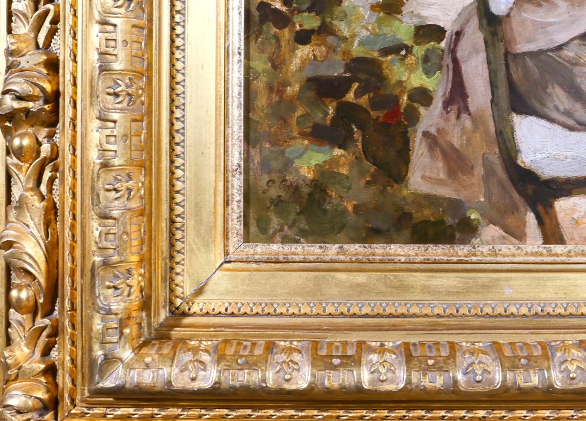 Gustave Coppieters 1840-1885 Reading In The Garden, Painting, 1882, Impressionism, Belgium-photo-5